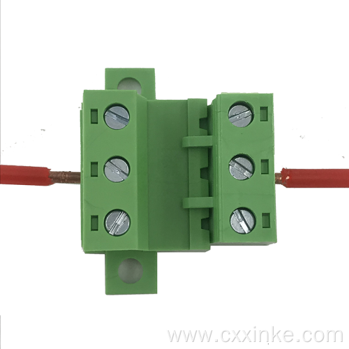 7.62mm pitch solderless butt male and female to plug-in terminal block with fixed connector